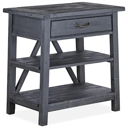 Rustic Open Nightstand with Shelves